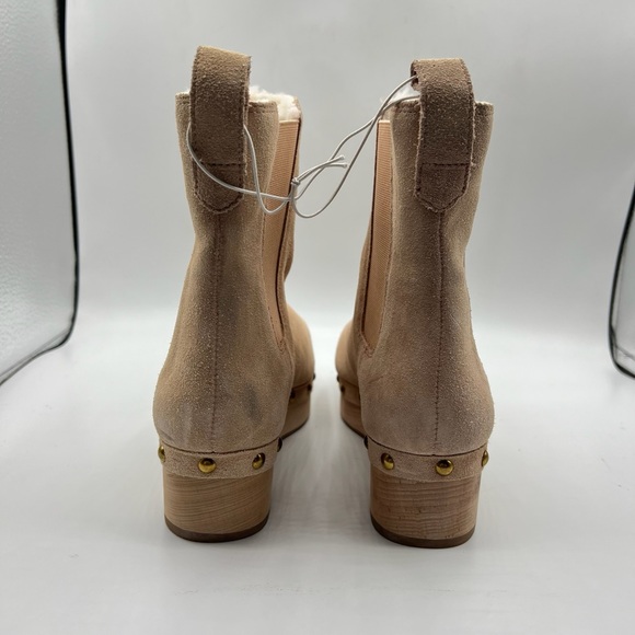Jcrew Sz 7 Faux Fur Lined Clog Beige Suede Ankle Boots - Picture 5 of 12